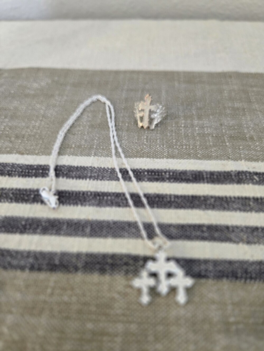 Sterling Silver Triple Cross Pendant Necklace with Matching Ring, Ring Size 10 - Picture 3 of 10